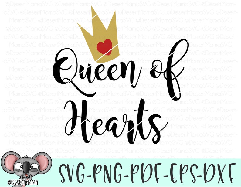 Queen of hearts svg eps dxf png cricut or cameo scan N | Etsy