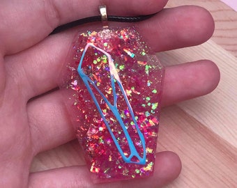 Holographic Crystal Coffin Necklaces