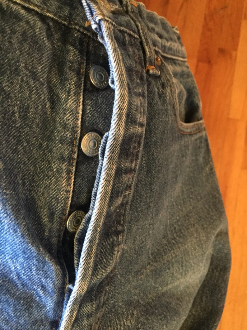 Levi's Original Riveted 501 Dark Medium Blue Jeans Etsy