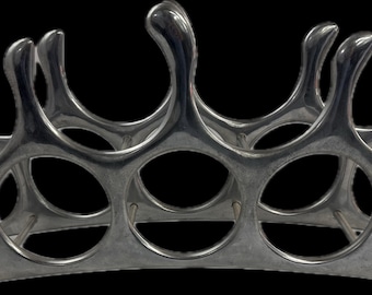 Vintage Art Deco handgemachte Weinregal aus poliertem Aluminium für 9 Flaschen