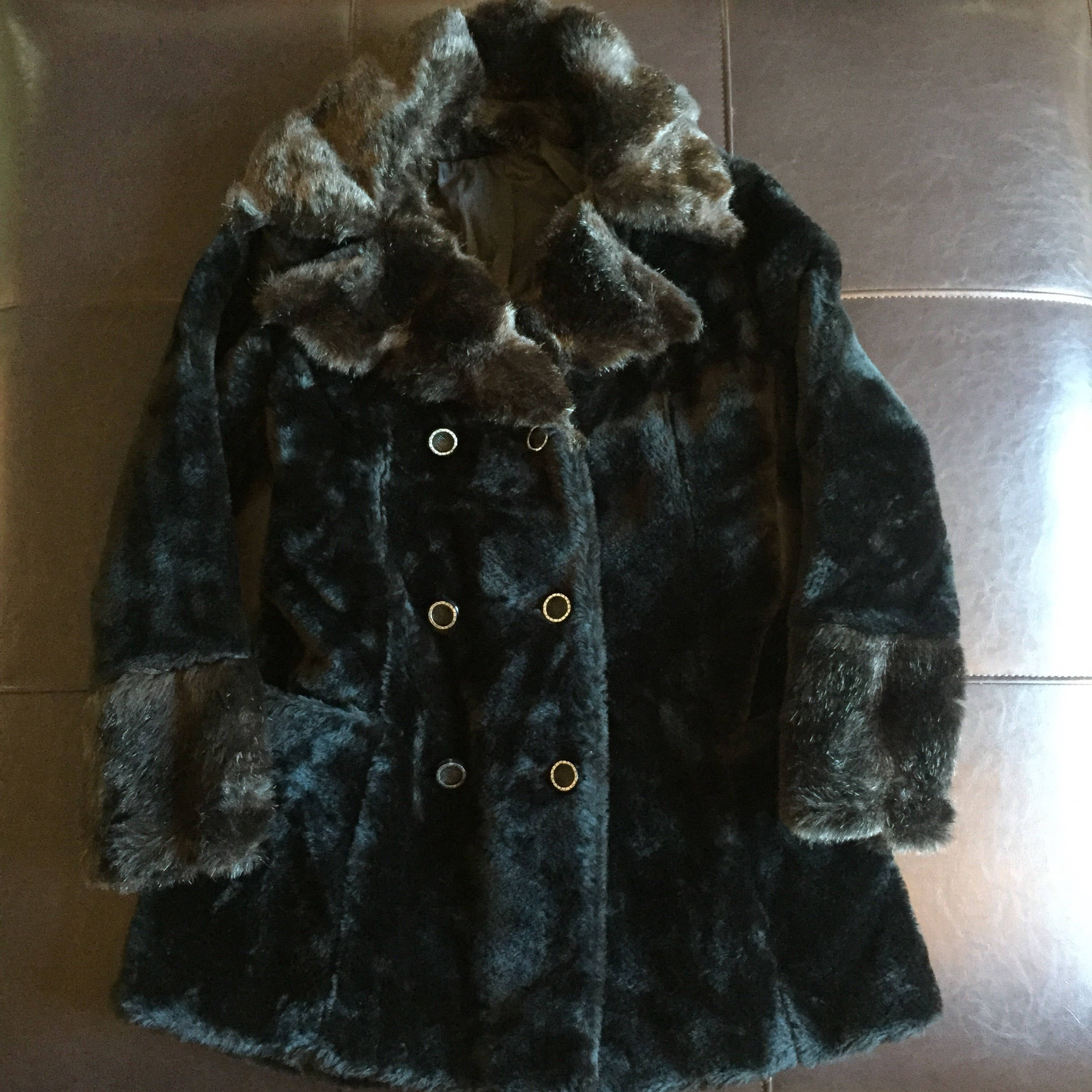 Vintage Black and Brown Faux Fur Coat Jacket Souble Botton up - Etsy