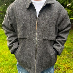 Pendleton Vintage Gray Wool Zip Up Jacket Coat Size Large Men's Made in the USA