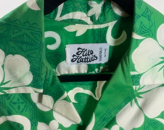 V.H.O. Funky Hawaiian Shirt, Big Flower, Verde, L