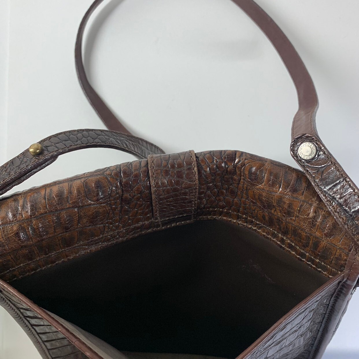 Brahmin - Authenticated Handbag - Leather Brown Crocodile for Women, Very Good Condition