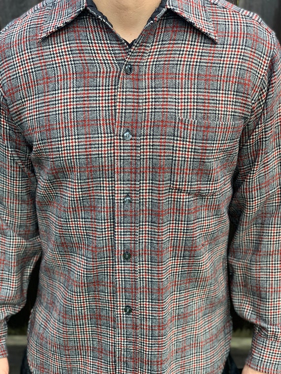 Pendleton Vintage Red and Withe Plaid Button Up M… - image 2