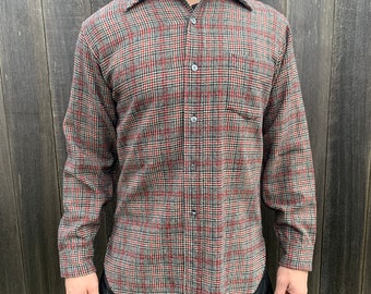 Pendleton Vintage rood wit zwart wol geruit button up shirt maat XL