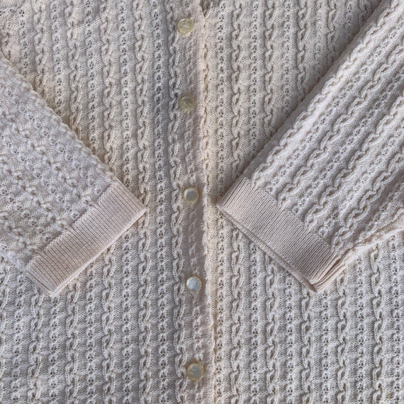 Vintage Aberjona Wool Knit Cardigan White Cream B… - image 4