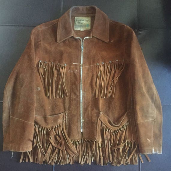 Pioneer Wear Brown Tan Suede Leather And Fringe V… - image 7