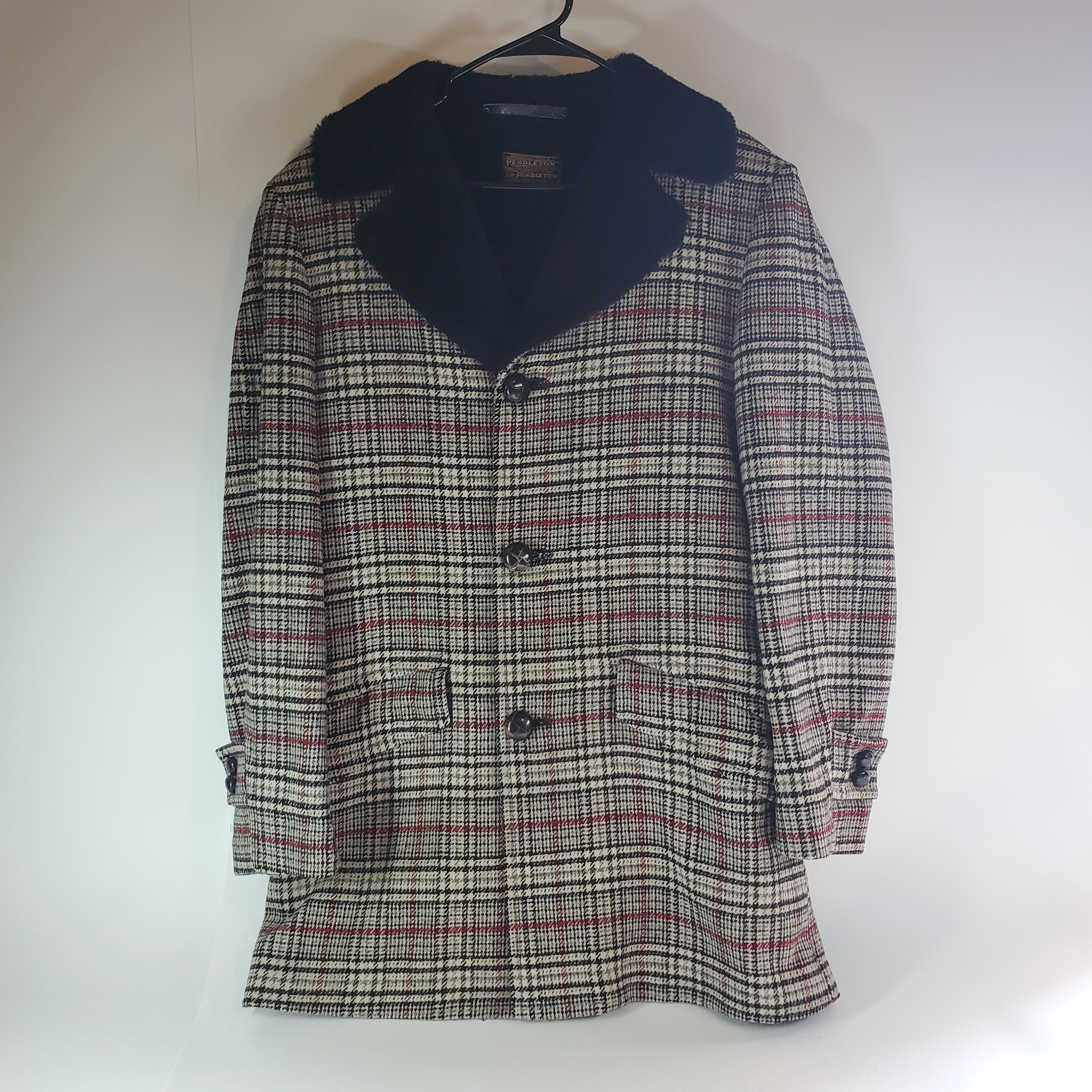 ヴィンテージツイードチェック柄ペンドルトンロングウールコート