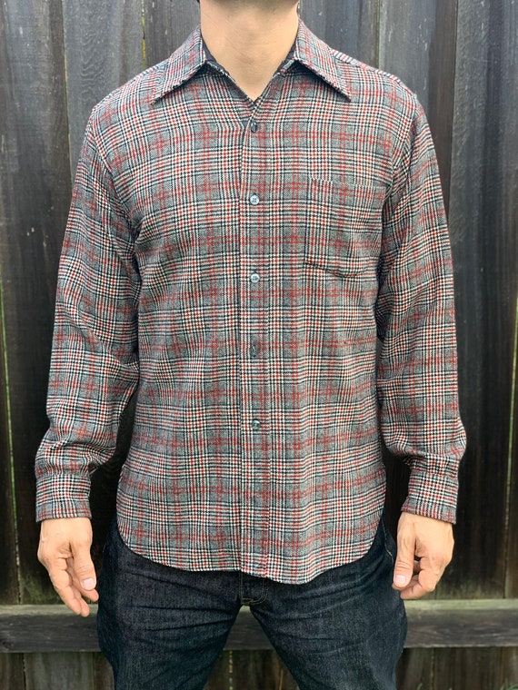 Pendleton Vintage Red and Withe Plaid Button Up Me