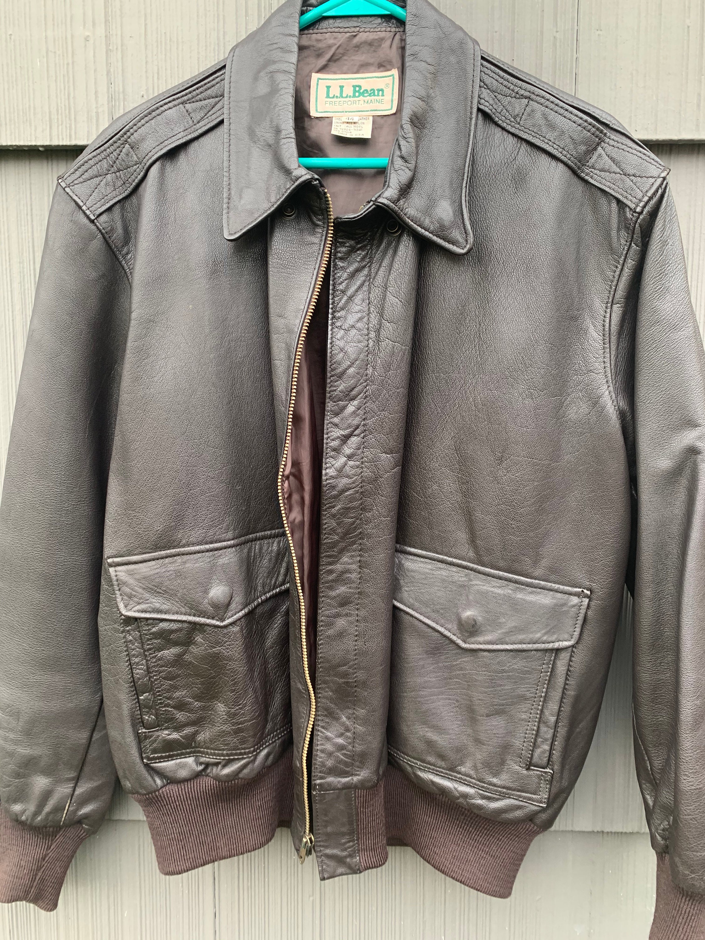 Vintage L. L. Bean Brown Leather Bomber Motercycle Jacket Vintage L. L. Bean Brown Leather Bomber Motercycle Jacket