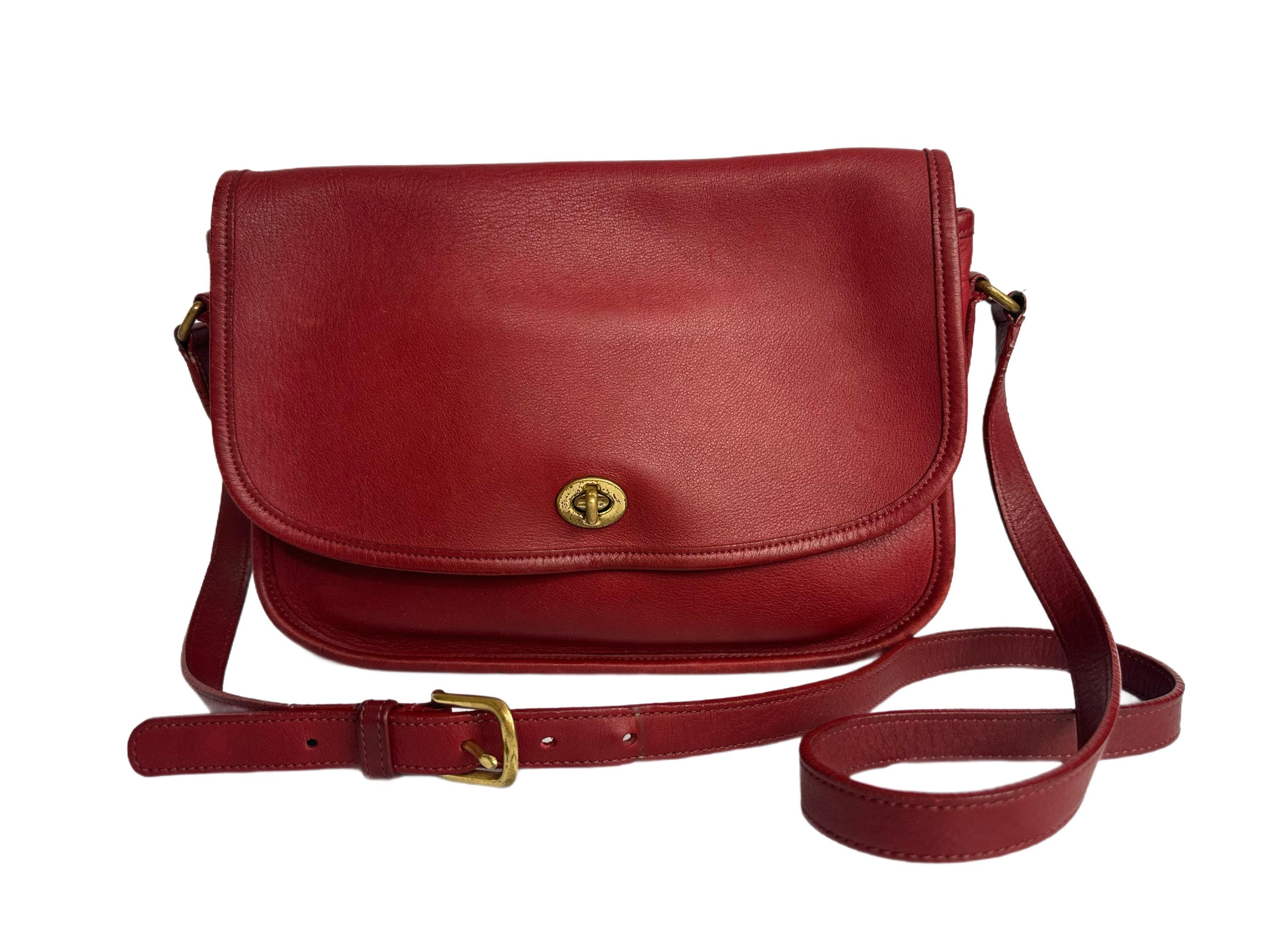 Coach Bag Vintage Red Leather Multi Pocket Adjustable