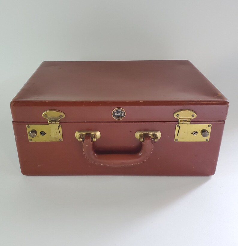Vintage Shortrip Brown Leather Cosmetic Bag Train Case Etsy