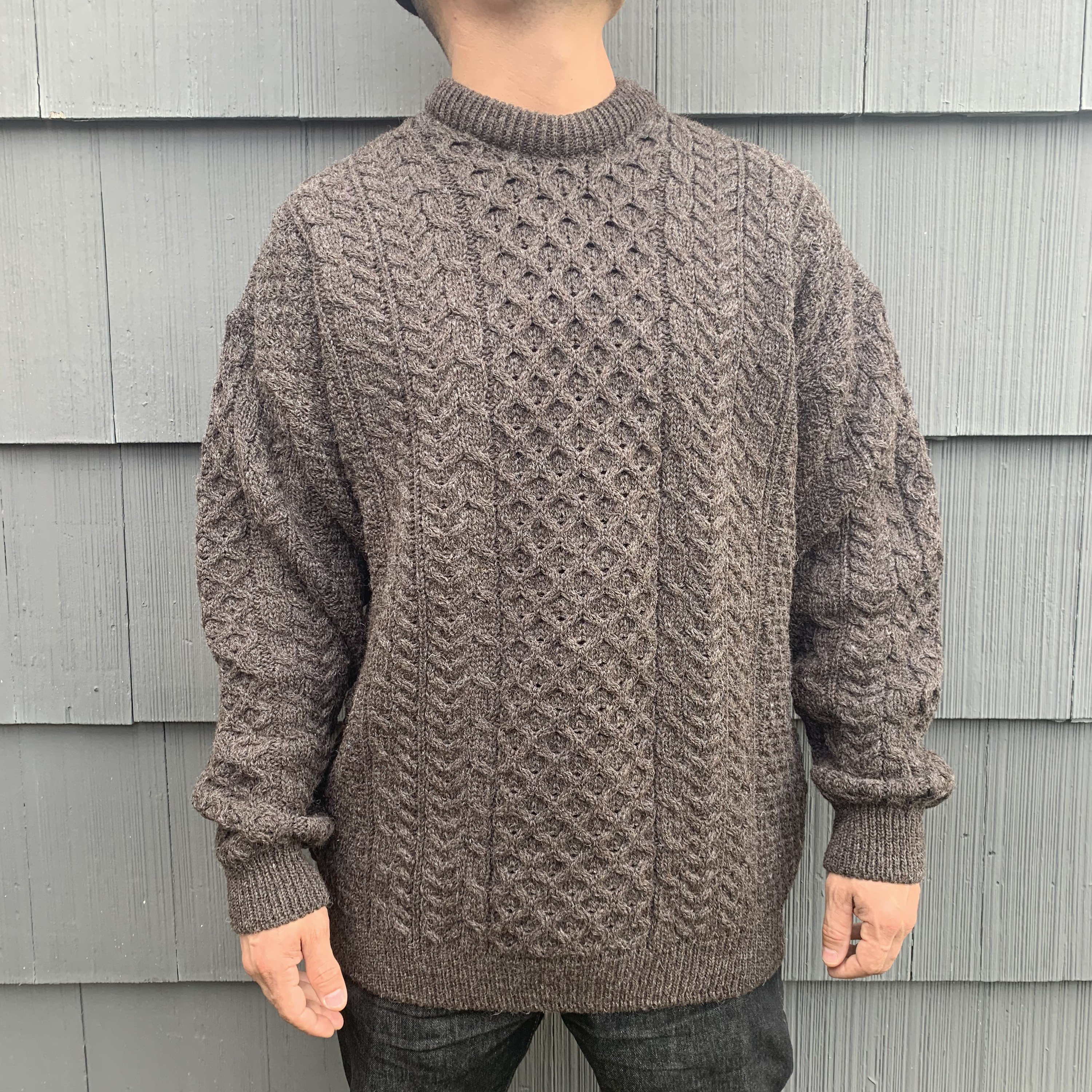 Vintage Orvis Knit Wool Neutral Dark Brown Fisherman's Sweater Women's  Men's Unisex Xlarge 