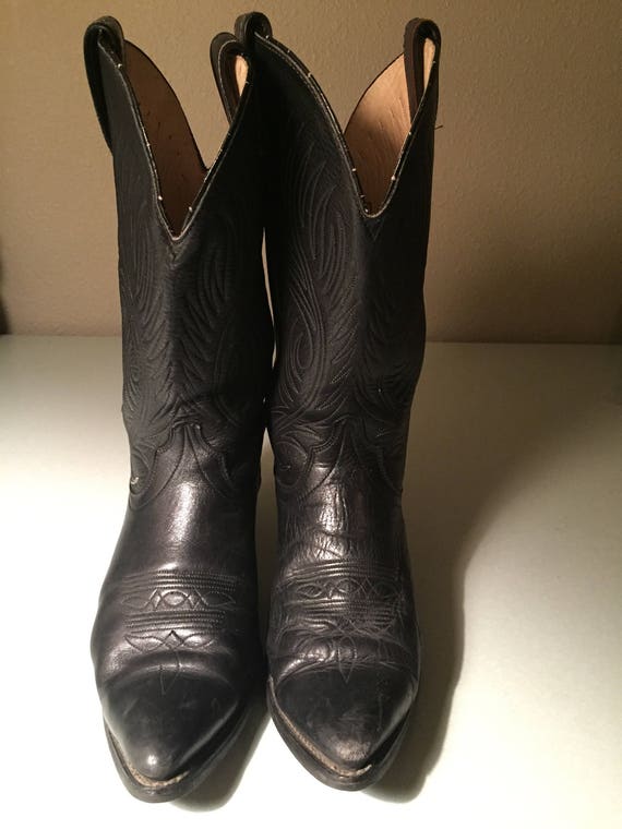 Vintage Code West Black Leather Western Cowboy Bo… - image 2