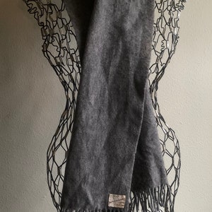 Vintage 100% Cashmere Scarf Made In Scotland Gray Fringe