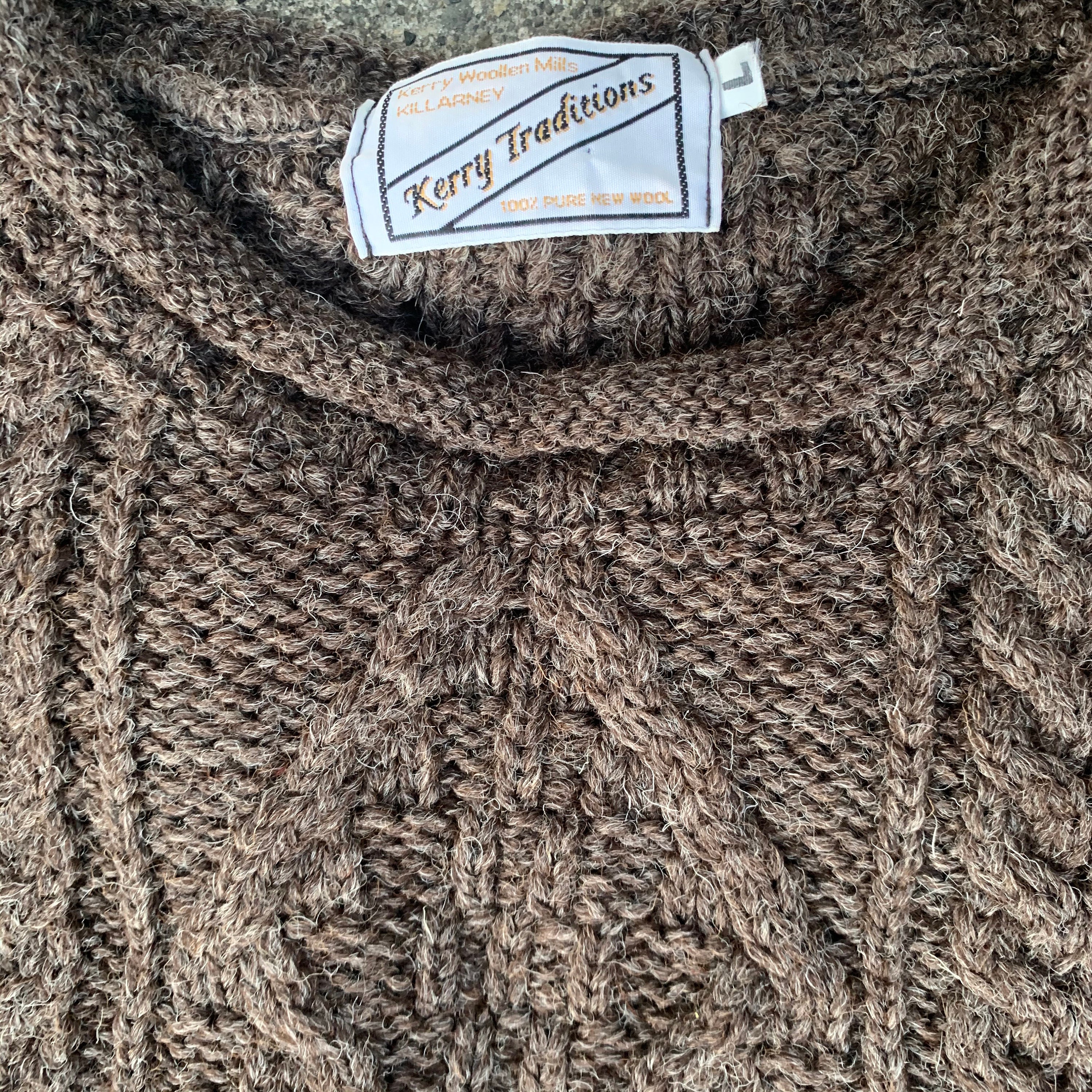 5HC314 KERRY TRADITIONS ウールニット Vintage Kerry Traditions Woolen Mills Irish Wool Brown