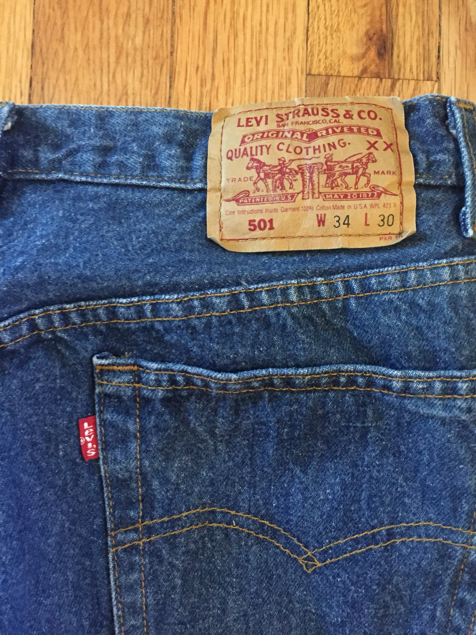 Levi's Original Riveted 501 Dark Blue Jeans Men's Size Etsy UK