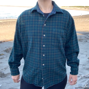Pendleton Green Plaid Vintage Wool Button Down Shirt Men&#39;s Size Small