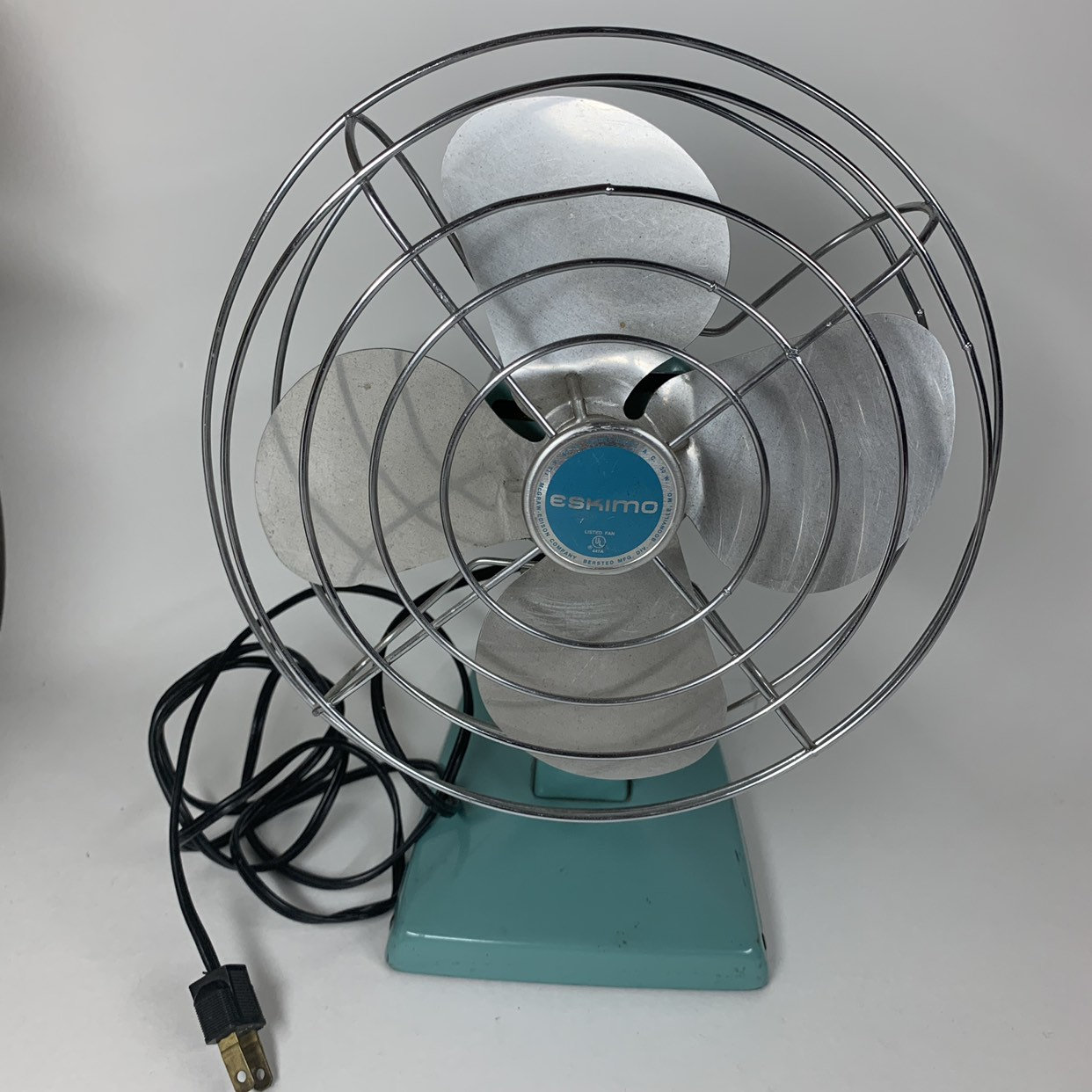 Vintage Eskimo Edison Mcgraw Turquoise Desk Table Fan With