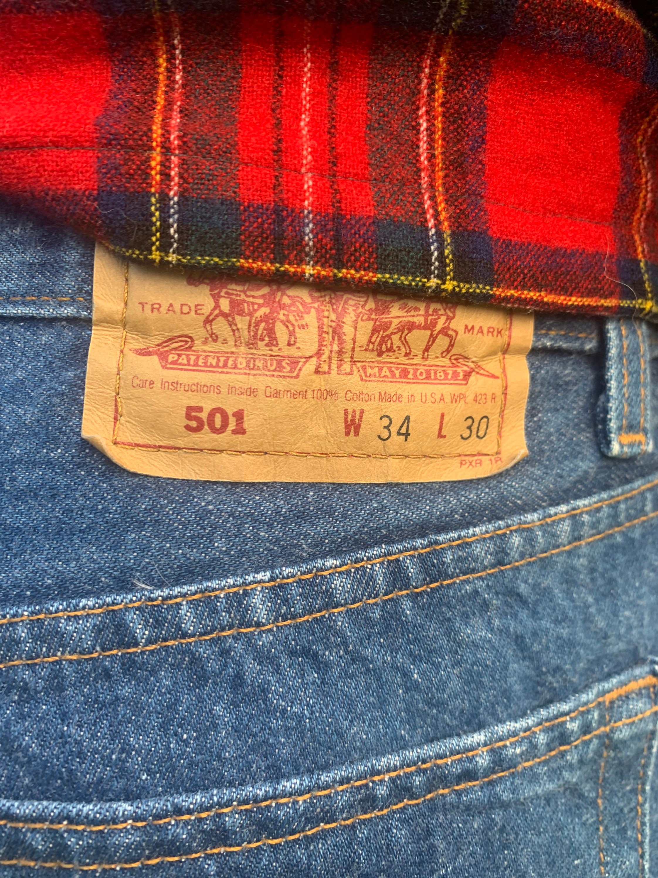 Vintage Levi's W34 X L30 501 1980's Original Riveted Blue