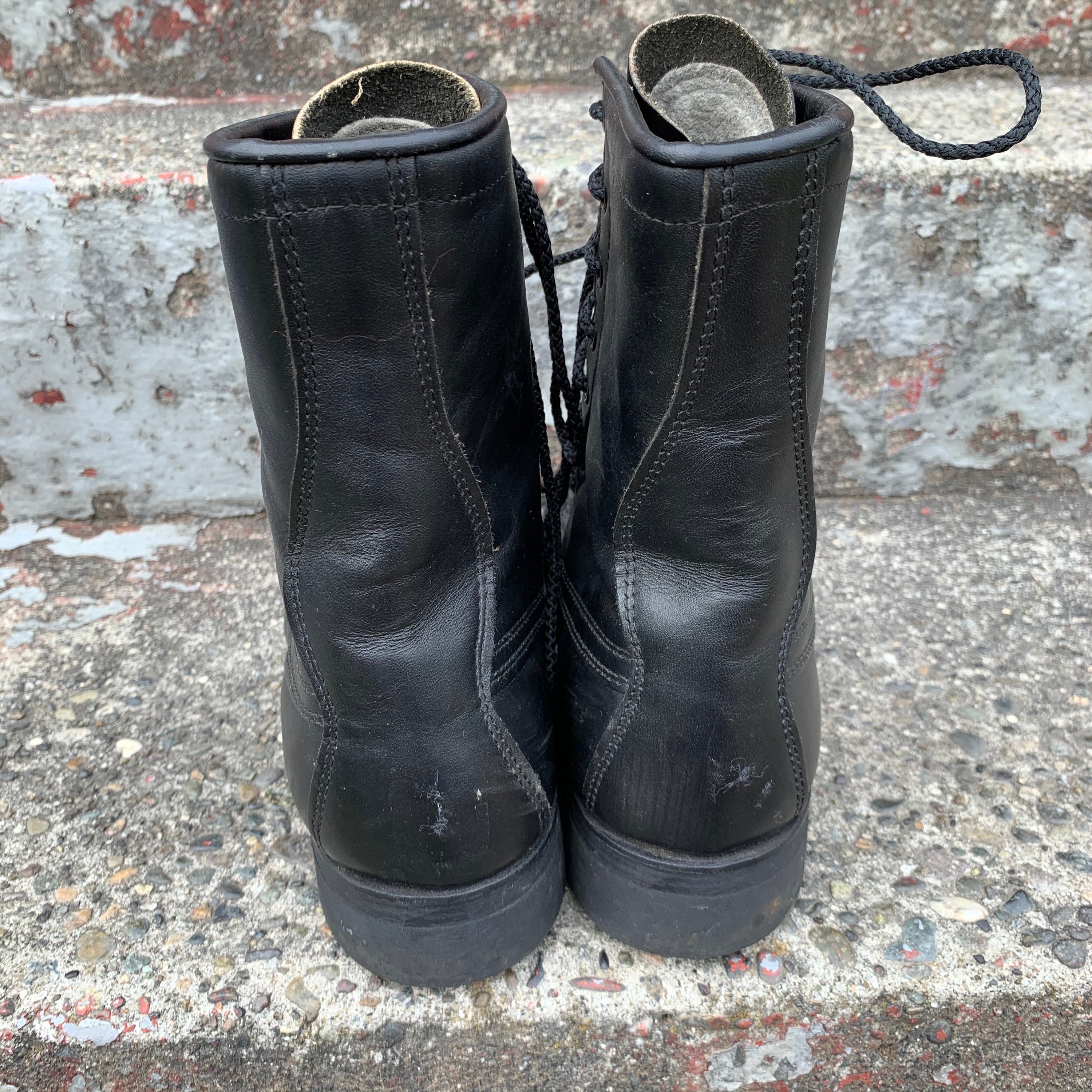 Vintage Addison Black Leather Lace up High Top Military Work  display picture 1