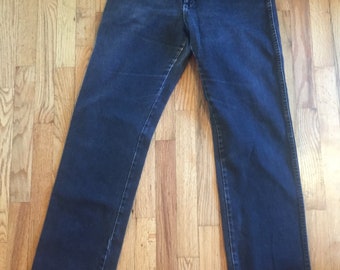 Vintage Wrangler W32 x L33 Men's Dark Black Denim Jeans Boot Cut Made in the USA