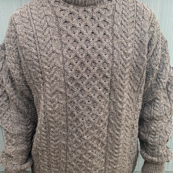 Vintage Orvis Knit Wool Neutral Dark Brown Fisherman's Sweater Women's  Men's Unisex Xlarge 