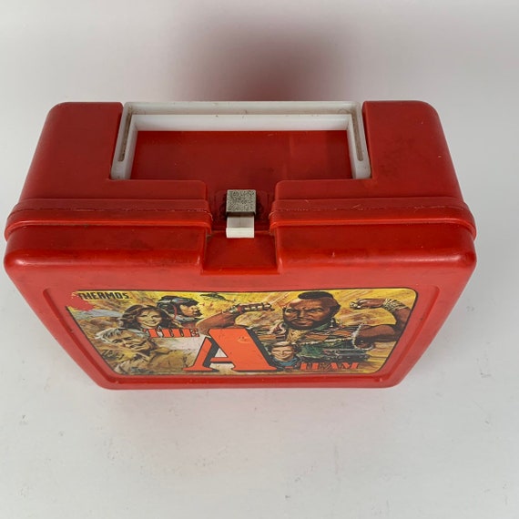Retro The A-Team Red Plastic Thermos Lunchbox - image 2