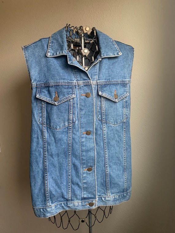 Retro Vintage Team Tactics Denim Blue Jean Button up Vest Size Large Etsy Canada