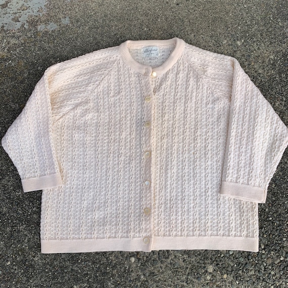 Vintage Aberjona Wool Knit Cardigan White Cream B… - image 2