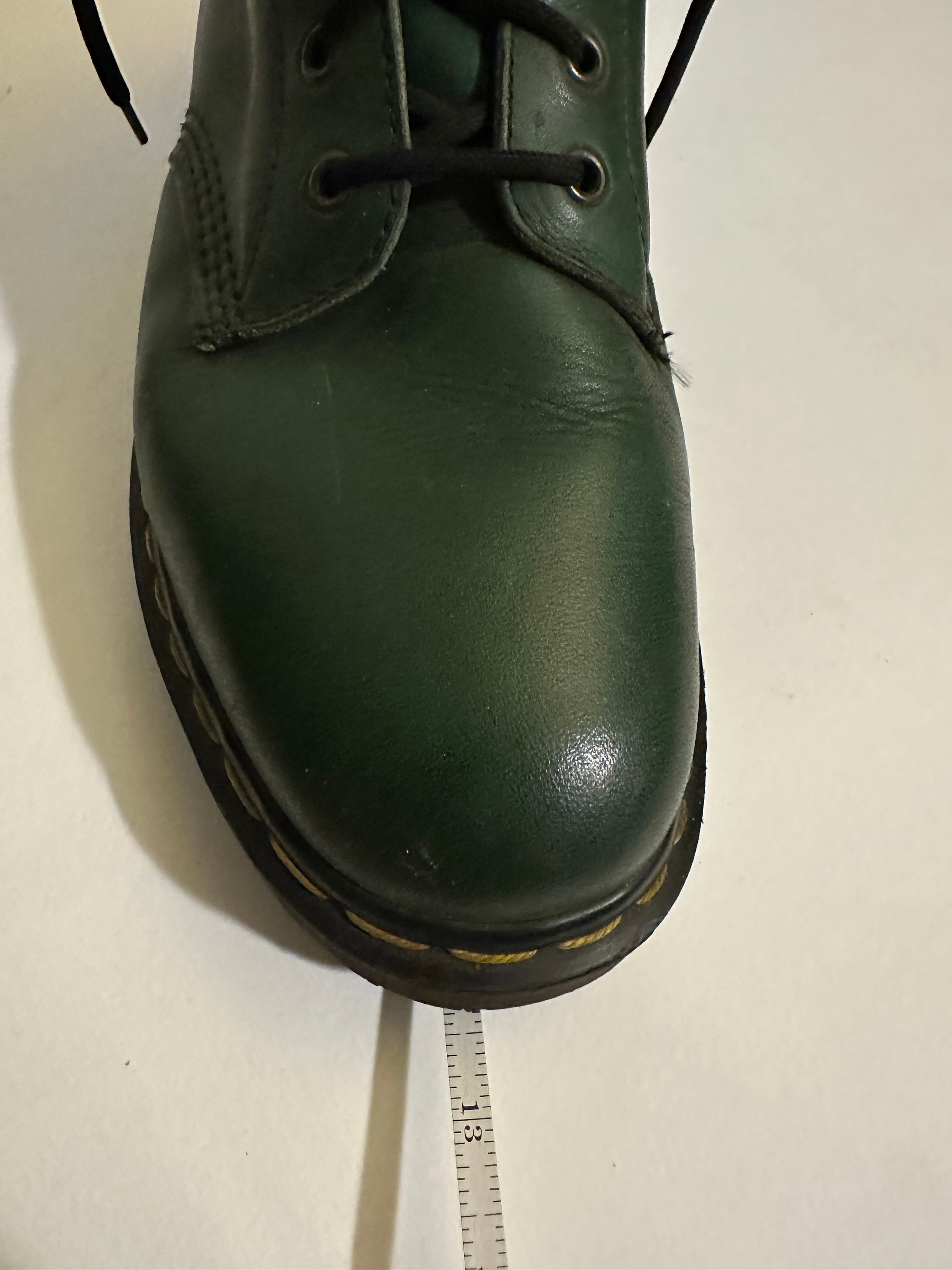 Vintage Dr Marten Dark Green Leather Lace up Work Biker Punk Boots