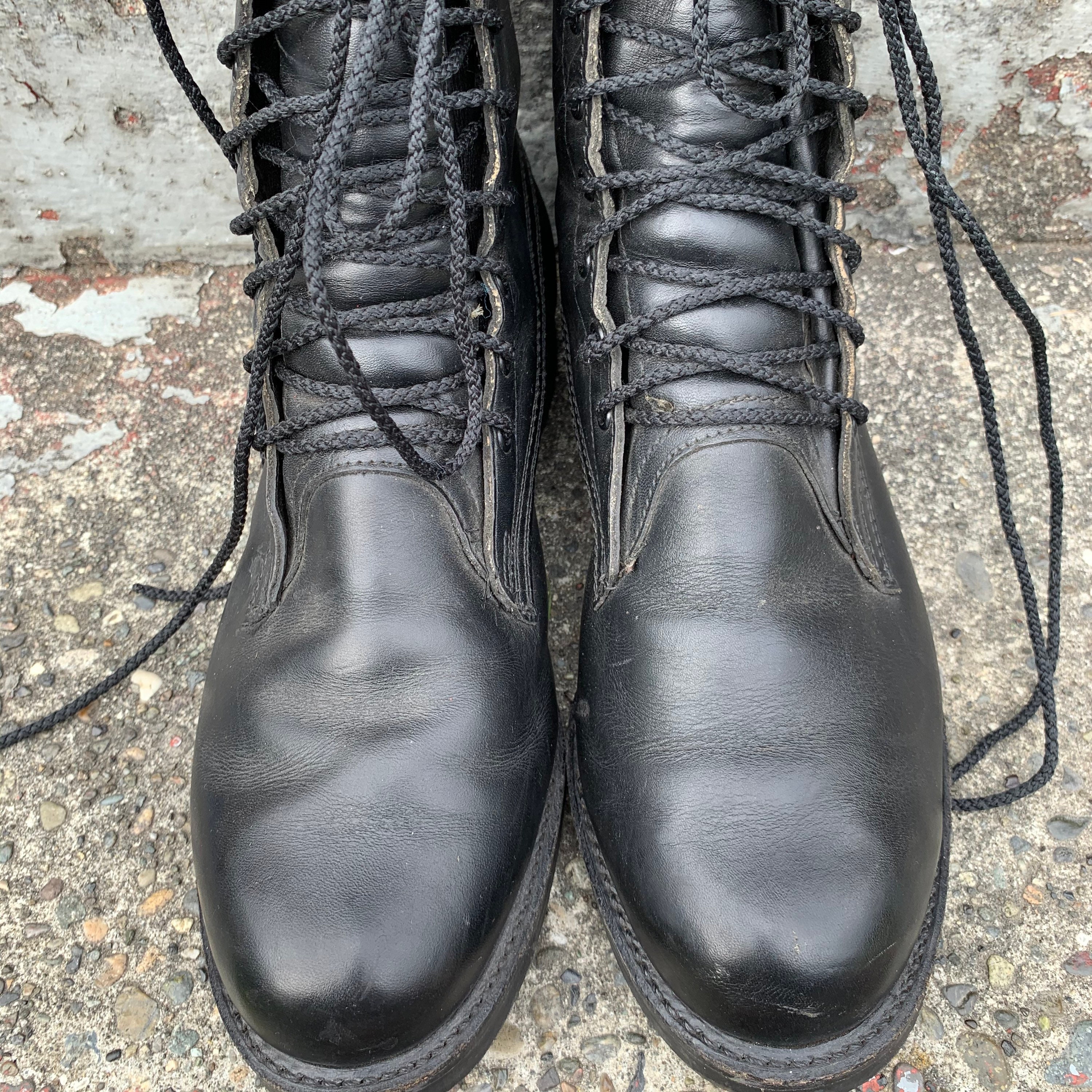 Vintage Addison Black Leather Lace up High Top Military Work  display picture 2
