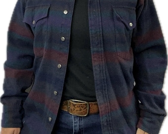 Vintage Pendleton Button Up Wool Shirt Blue Purple Cowboy Cut Long Sleave Southwest Style Men’s Small Women’s Medium
