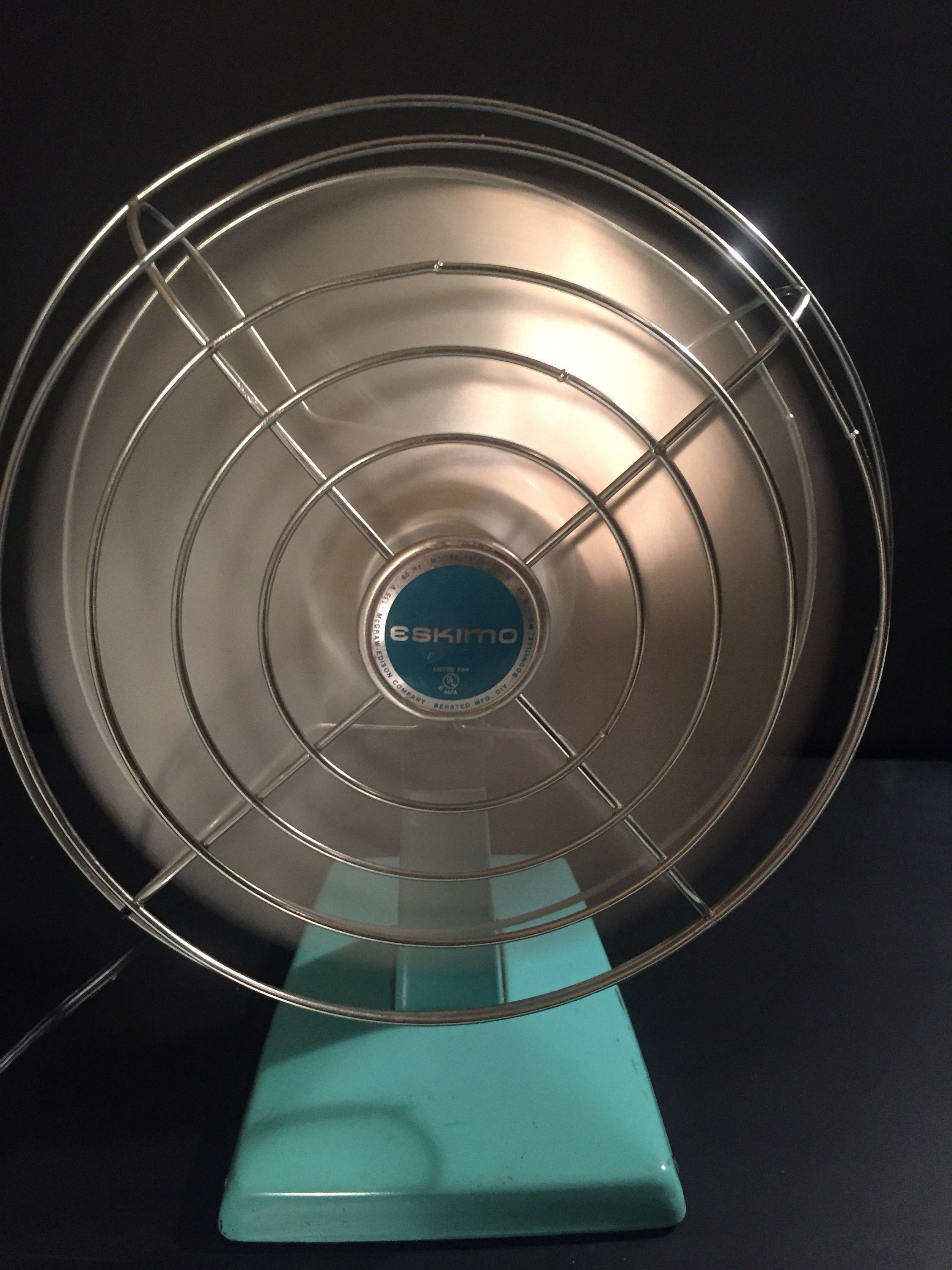 Vintage Eskimo Edison Mcgraw Turquoise Desk Table Fan With Movable