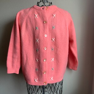Vintage Bobby Brook&#39;s Lamb&#39;s Wool Blend Knit Pink Button Up Cardigan Sweater Women&#39;s Small