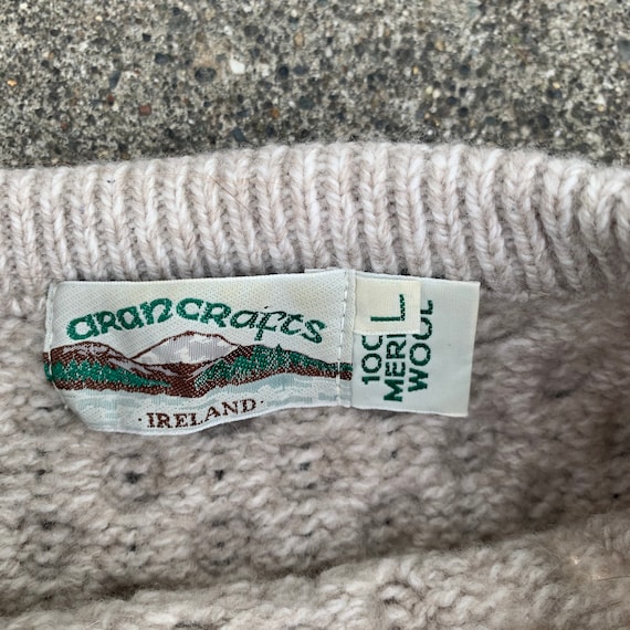 Vintage Aran Crafts Irish Marino Wool White Beige Fisherman