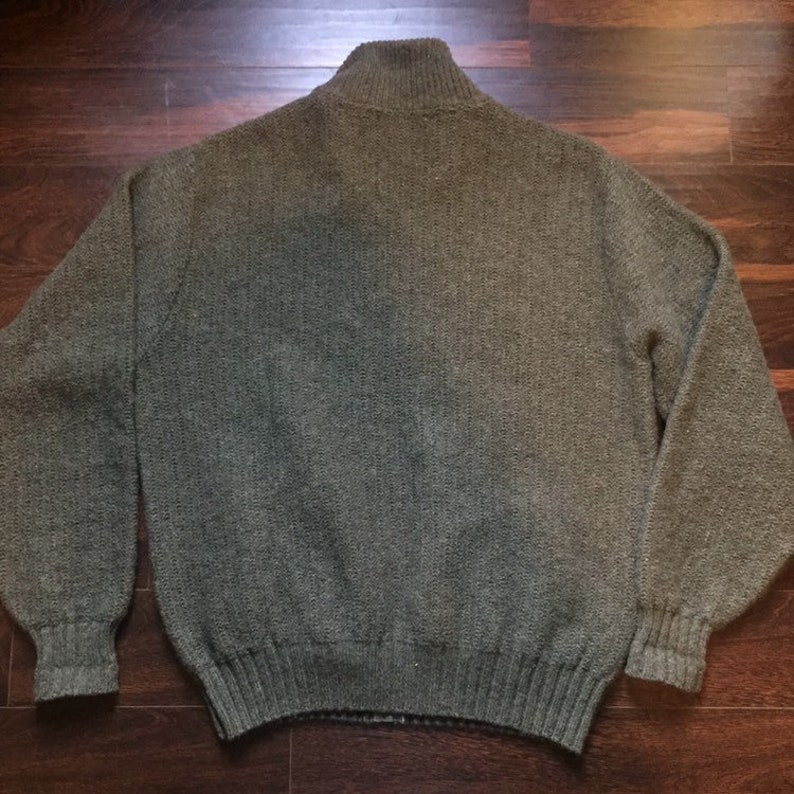 Bean Knit Wool Green Gray Cardigan Zip Up Sweater Men/'s Medium Large Made in the United States Vintage L.L