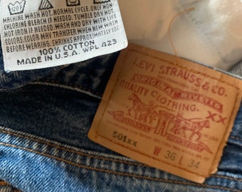 Vintage Levi's W36 X L34 501 XX Original Riveted Medium Blue