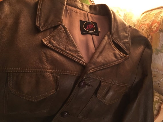SKM Made In Seattle Vintage Brown Tan Leather But… - image 8