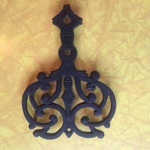 Vintage 1940's J.Z.H. Cast Iron Latticework Trivet Wall Decor Hot Pan Holder