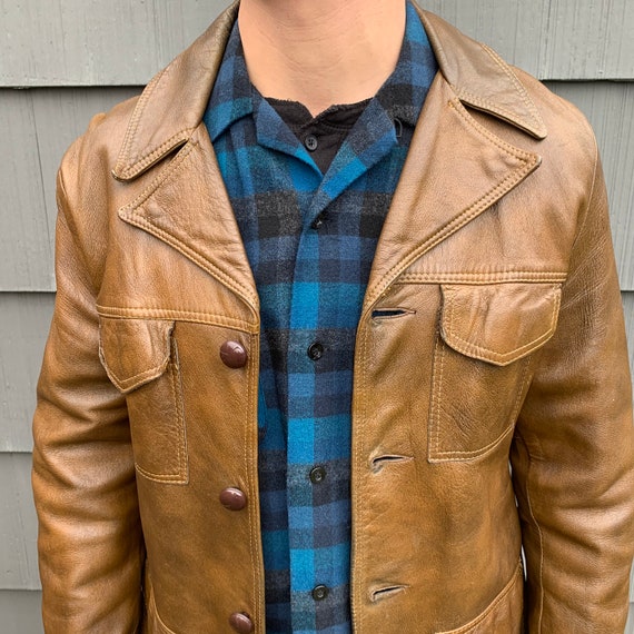 SKM Made In Seattle Vintage Brown Tan Leather But… - image 2