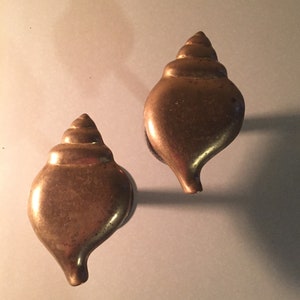 Può includere: Due pomelli per porte a forma di conchiglia di colore dorato.