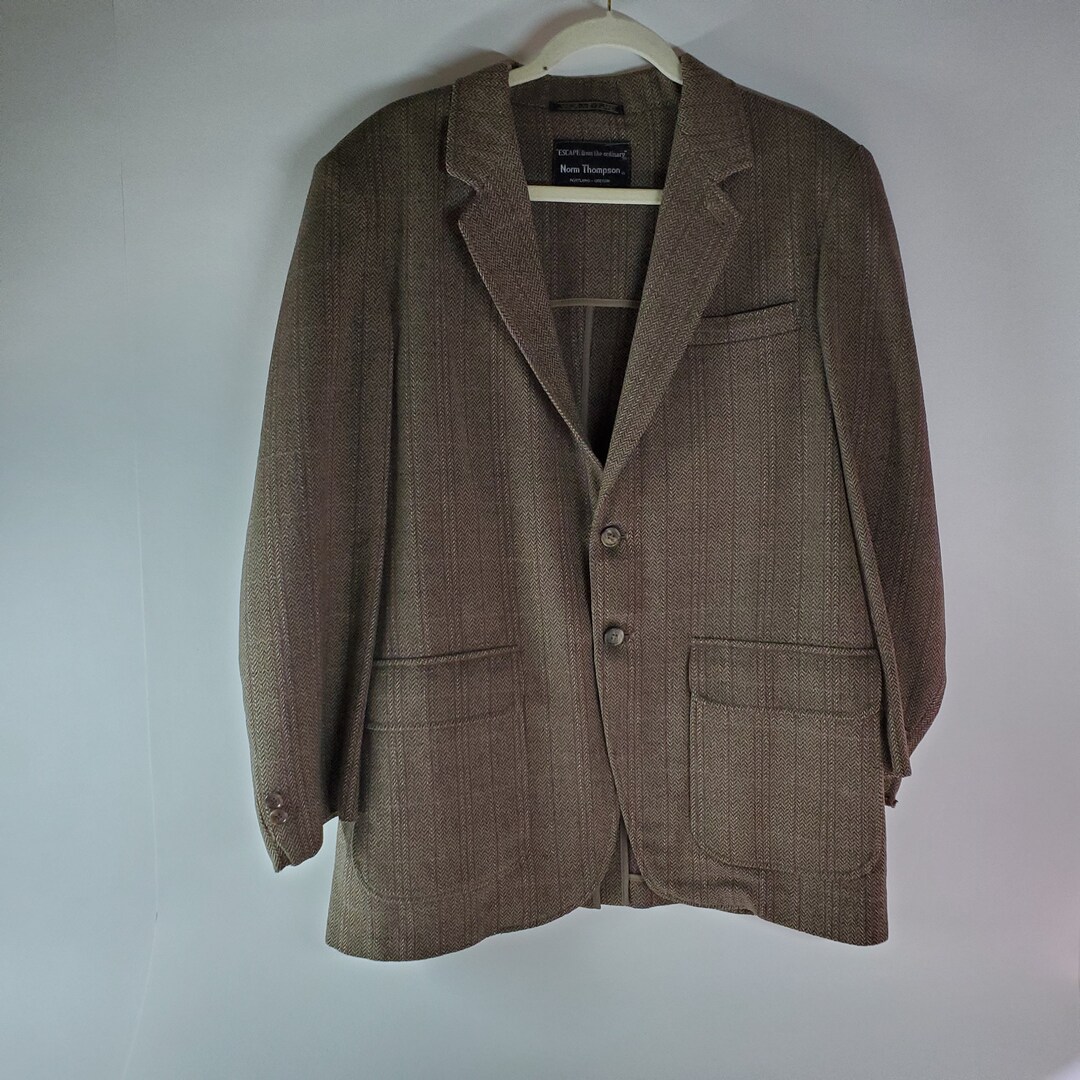 Vintage Norm Thompson Lambs Wool Brown Tweed Blazer Sports Coat Suit ...