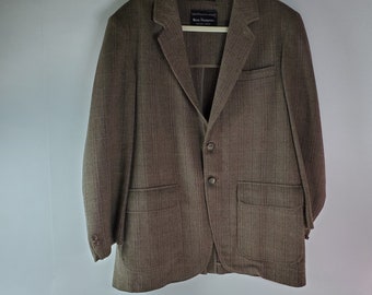 Vintage Norm Thompson Lambs Wool Brown Tweed Blazer Sports Coat Suit Jacket Blazer Size Men's Medium Large