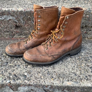 Vintage Red Wing 751 Brown Leather Lace up Work Hiking Boots Men's