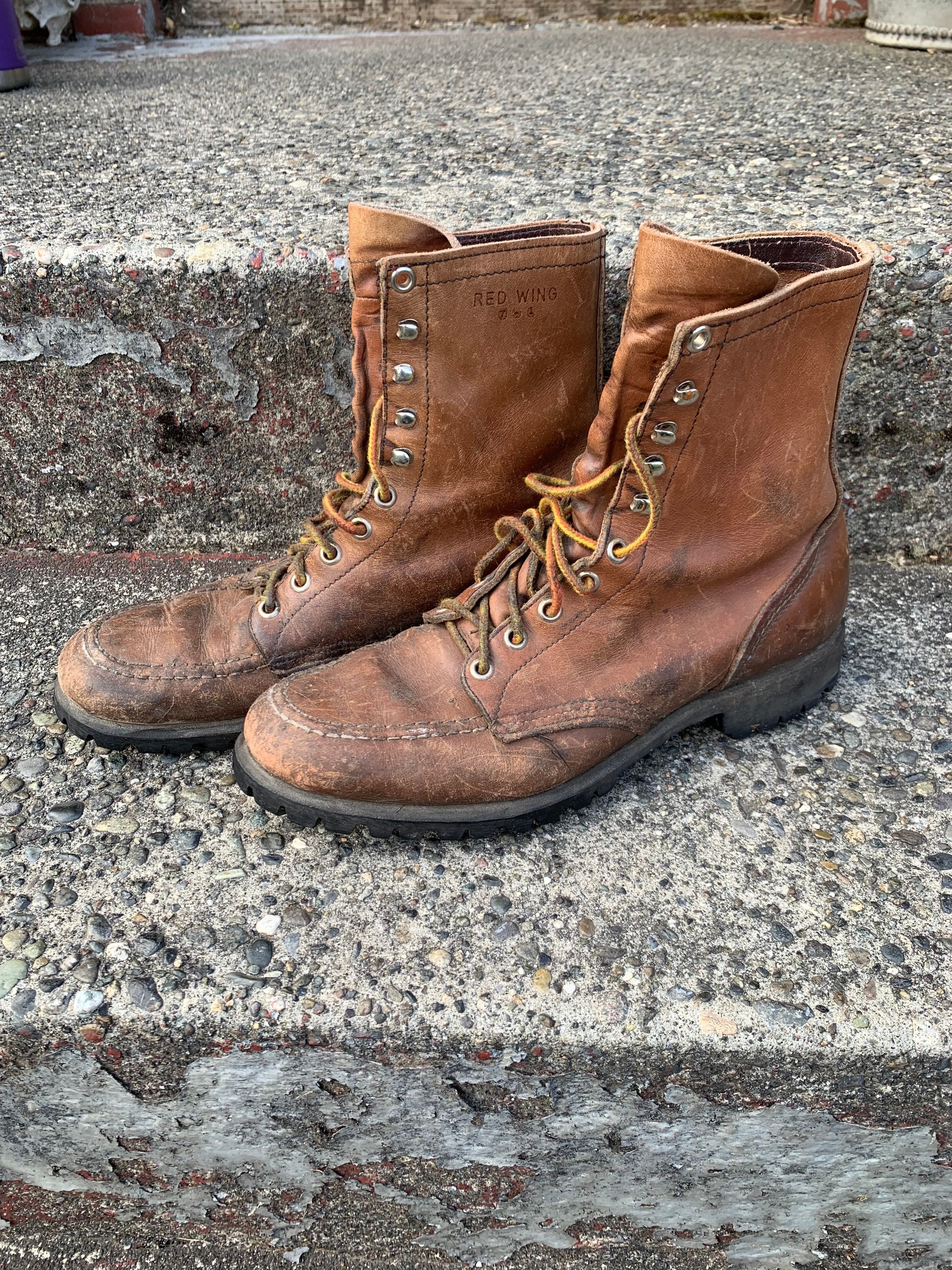 Vintage Red Wing 751 Brown Leather Lace up Work Hiking Boots