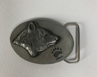 Vintage DePaolis Grizzly Bear 1977 Pewter Belt Buckle Accessory Good Lad Products