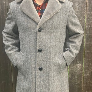 Pendleton Vintage Long Wool Coat With Fur Size 42 Men's