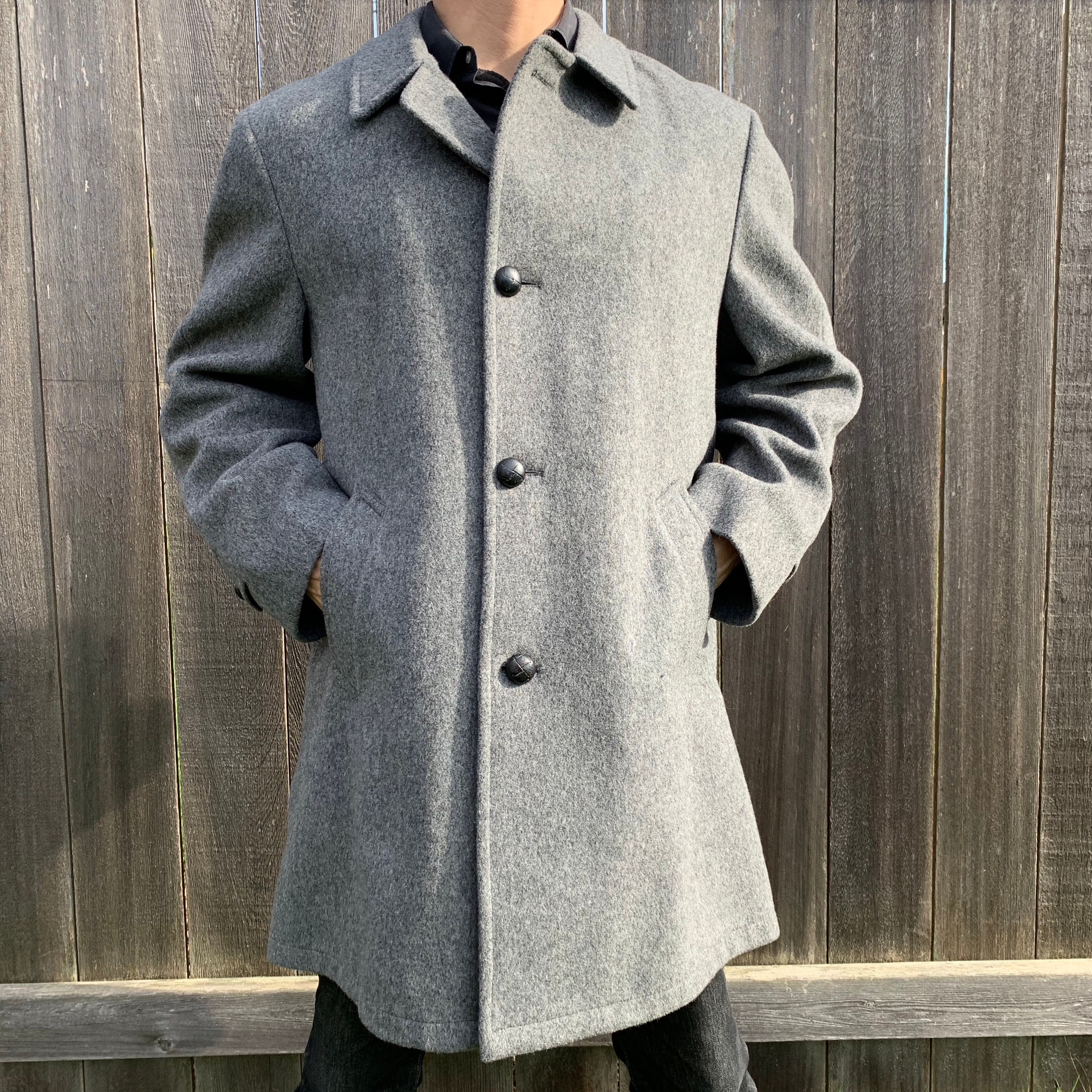 Vintage Wool Zero King Grey Tweed Wool Pea Coat Jacket Red Vintage Wool Zero King Grey Tweed Wool Pea Coat Jacket Red